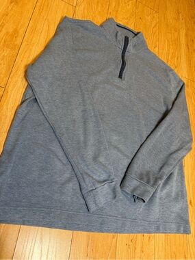 Joseph Abboud Mens Large Quarter Zip Sweater Blue Cotton Modal Modern Fit